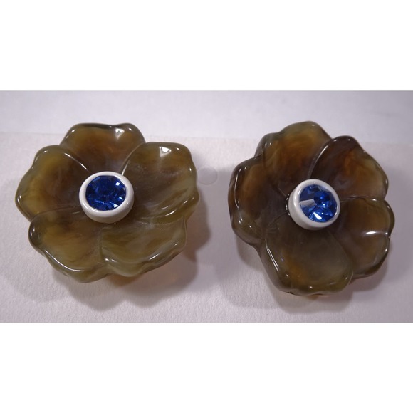 Banana Republic Women's Lucite RESIN FLOWER STUD EARRINGS NWT 48 Tortoise - Picture 9 of 12